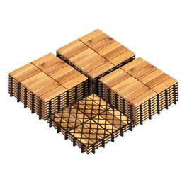 Costway - 12" x 12 Acacia Wood Interlocking Deck Tiles, 27 PCS Waterproof Flooring Tiles - Natural