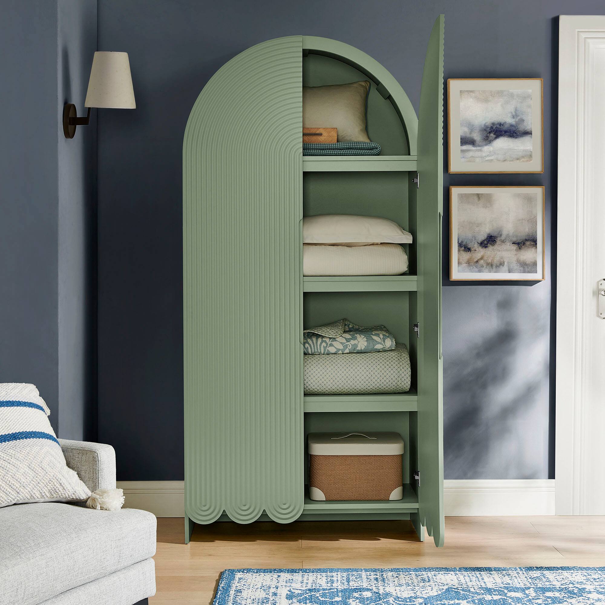 Alt View 1. Modway - Dahlia 78 Inch Fluted and Scalloped Arched Storage Cabinet by Modway - Sage.