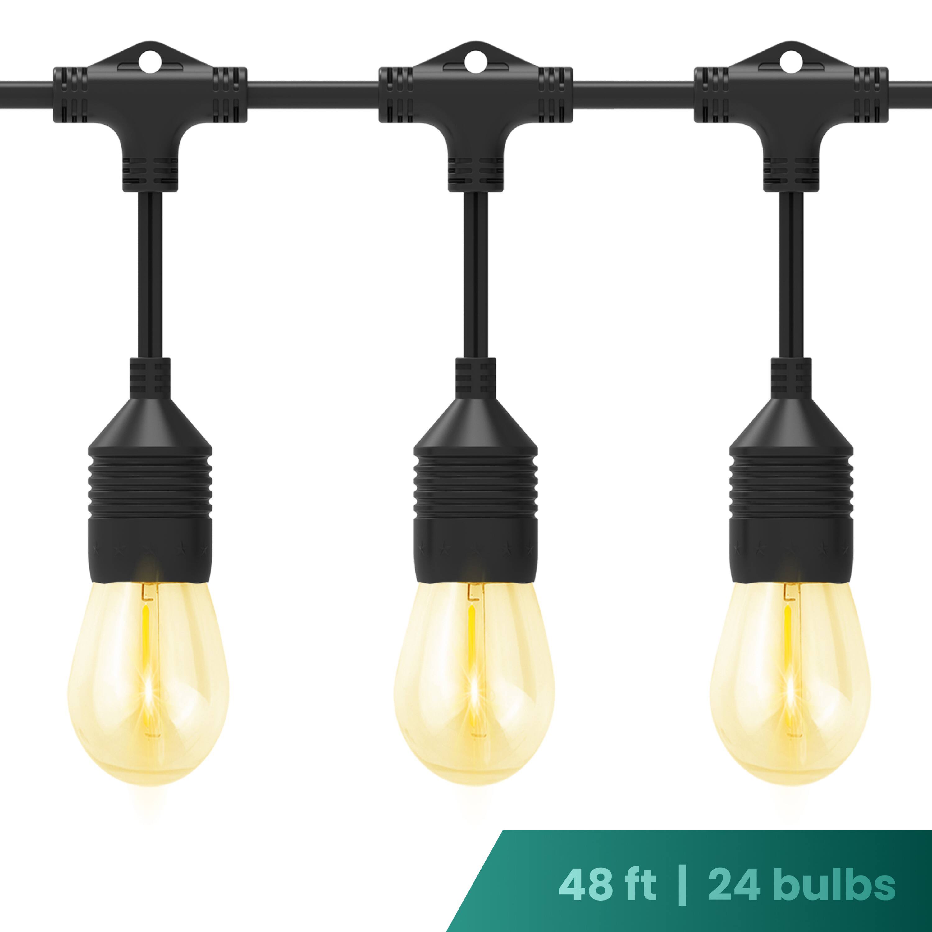 Front. Techko - Outdoor Patio 24-Bulb LED String Lights - 48ft.