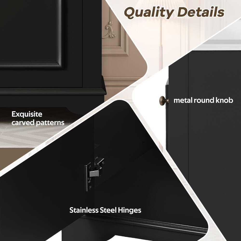 Quality Details

- metal round knob
- Exquisite carved patterns
- Stainless Steel Hinges