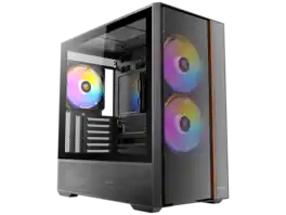 Antec - FLUX Rear, 5 PWM Fans, F-LUX Platform, Wood Accents, Tempered Glass, 360mm Radiator, ATX Mid-Tower Case - Premium Wood Accents