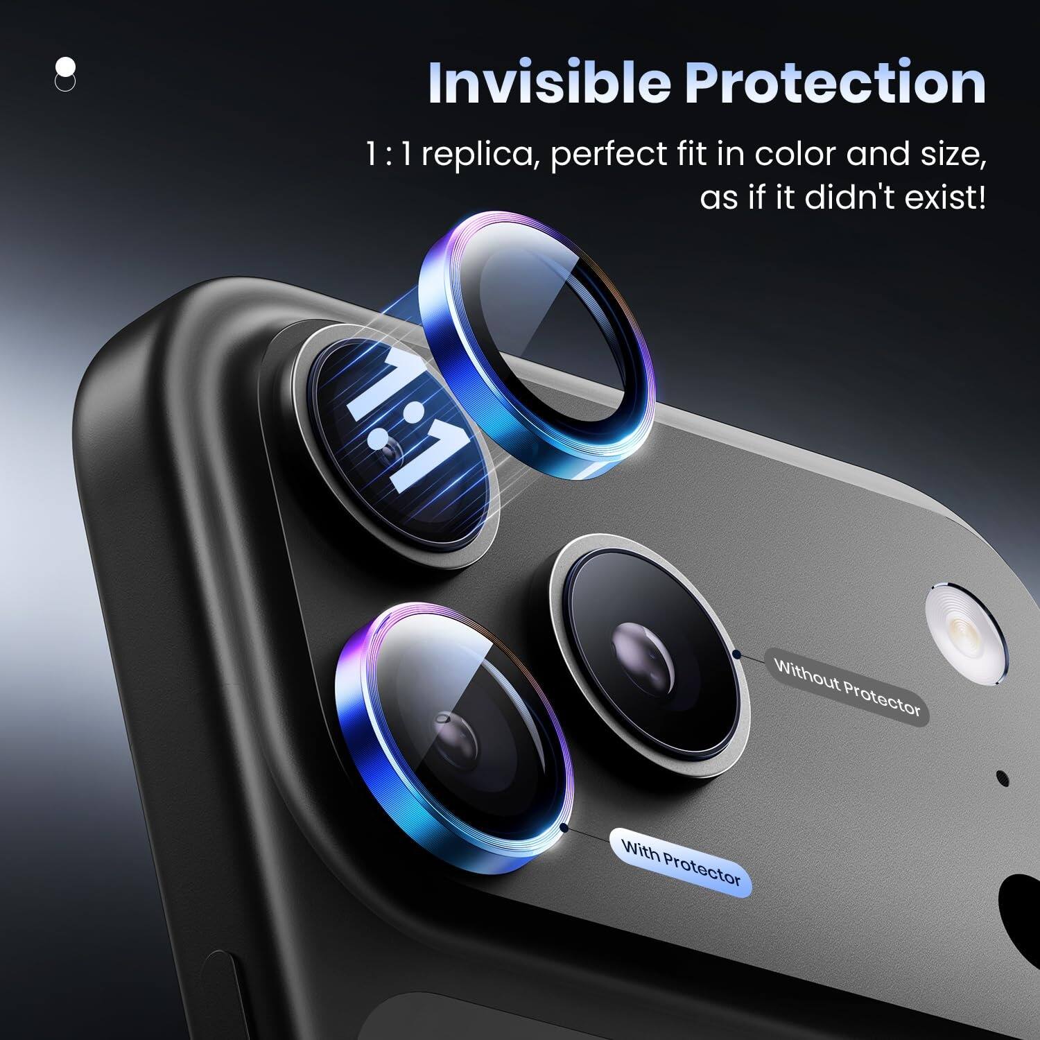 Invisible Protection  
1:1 replica, perfect fit in color and size, as if it didn't exist!  
1:1  
Without Protector  
With Protector