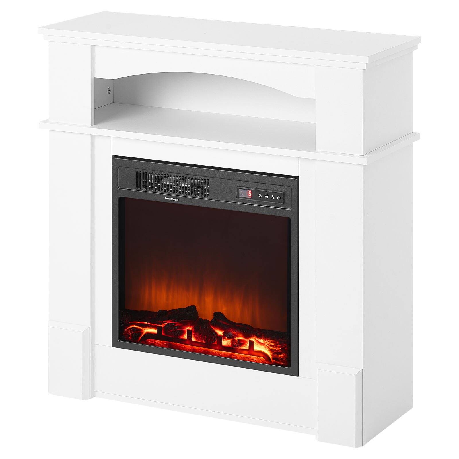 Alt View 10. Glintex - 33 Inch Freestanding Electric Fireplace Heater with Mantel, 1500W 5120BTU, Adjustable Flame, Timer, Remote Control - White.