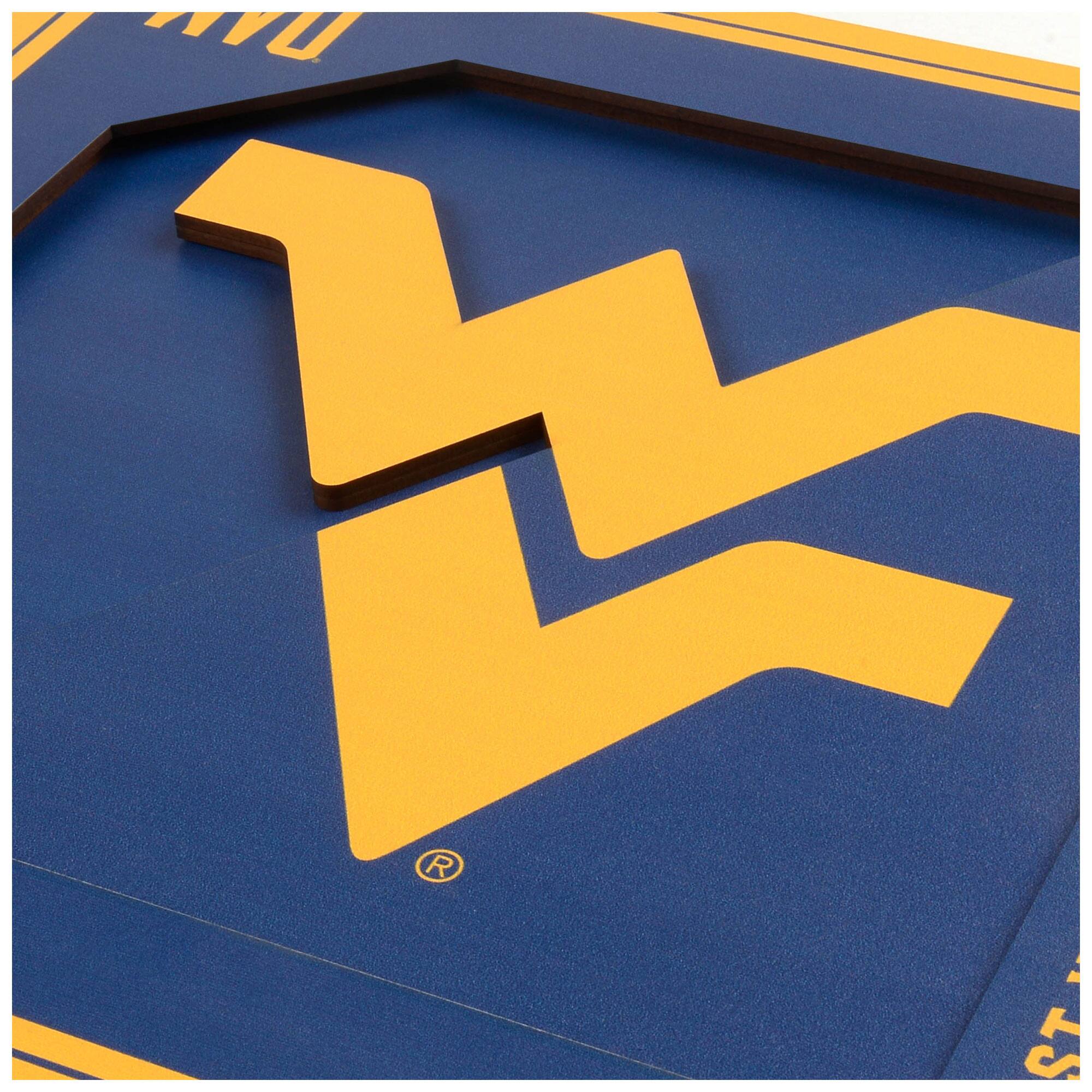 Alt View 1. YouTheFan - West Virginia Mountaineers 12'' x 12'' 3D Logo Wall Art - Multicolor.