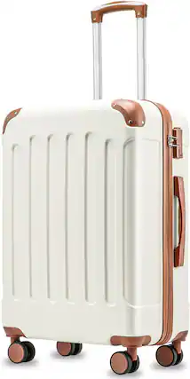 Front. LUGGEX - LUGGEX 28 Inch Luggage with Spinner Wheels, Hardside Suitcase with Wheels, TSA Approved - ACV - White.