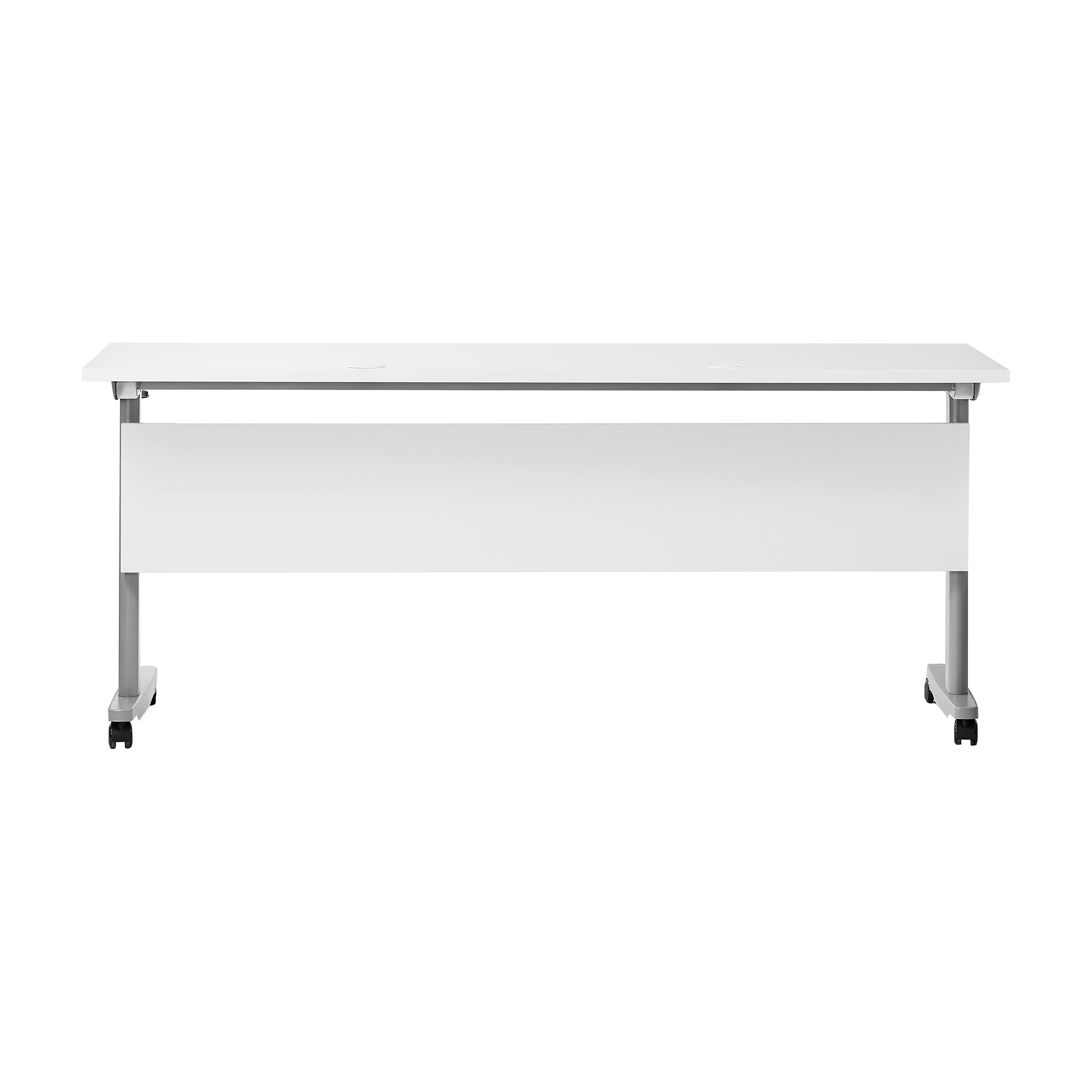 Alt View 5. Emma + Oliver - Hahn Heavy-Duty Flip Top Training Table with Nesting Design, Privacy Panel, T-Legs, Tabletop, Metal Frame - White Top/Gray Frame.
