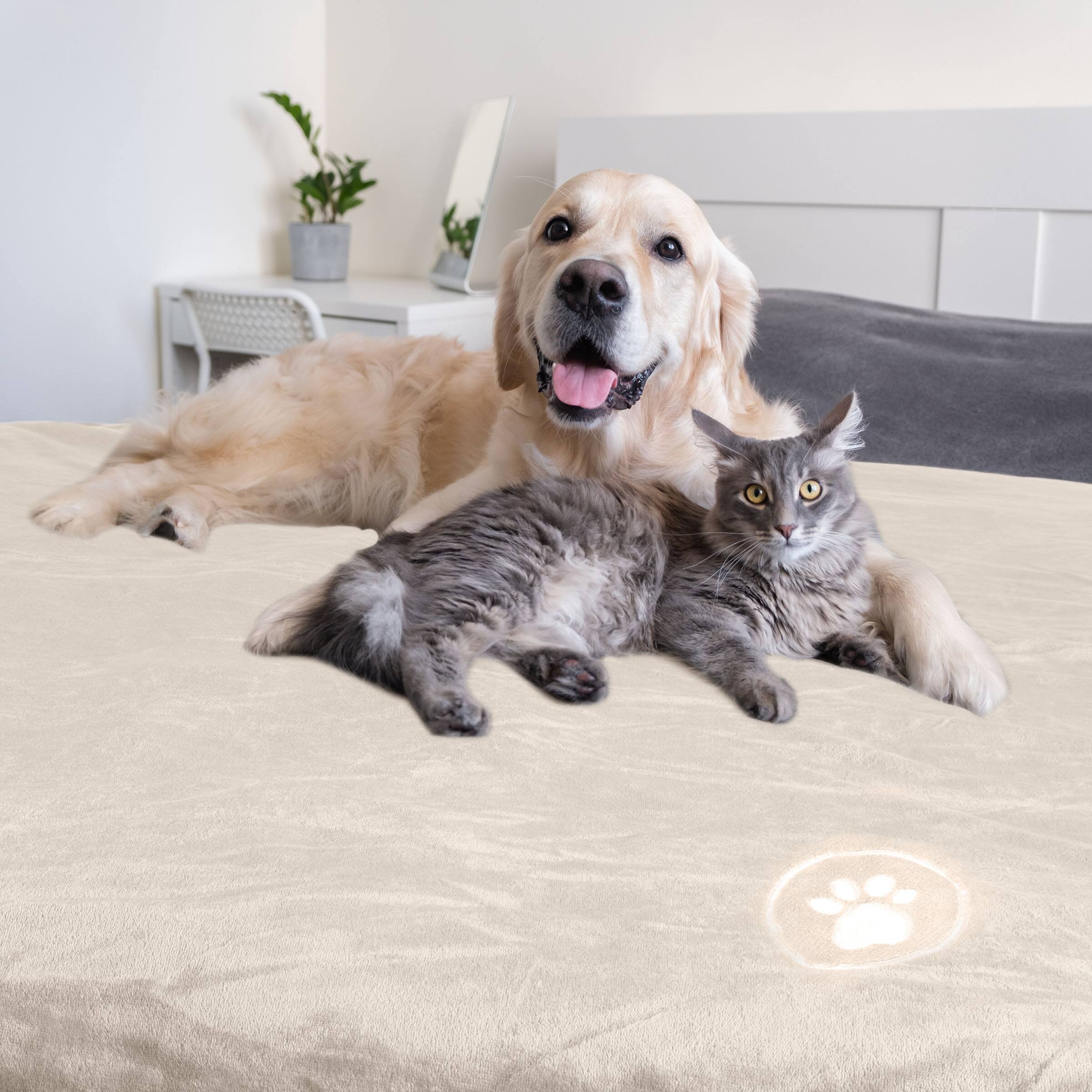 Alt View 7. PetMaker - Waterproof Dog Blanket 50x60-Inch Sherpa Dog Blanket for Couch, Bed, or Car - Protects from Spills, Stains, or Pet Fur - Cream.