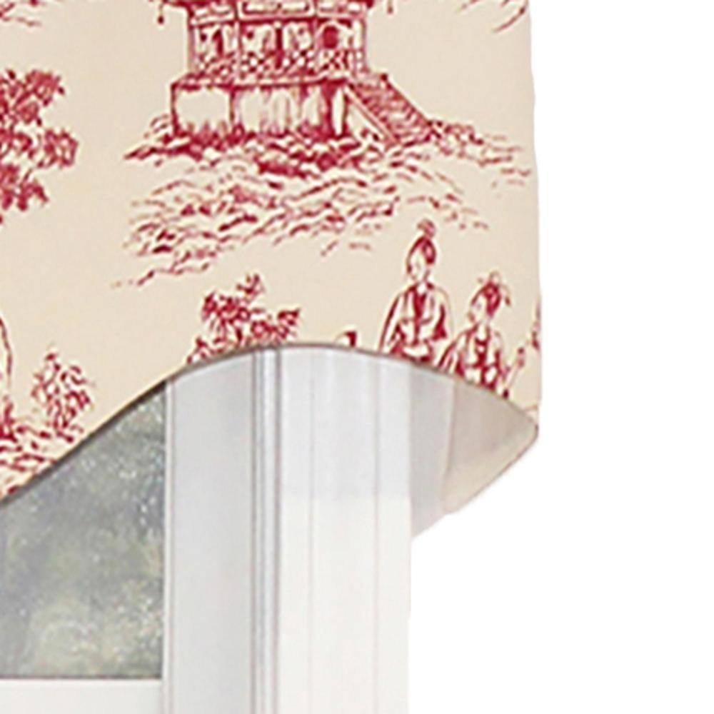 Angle. RLF Home - RLF Home Naomi Regal Oriental Motive 3" Rod Pocket Valance 50" x 17" Red - Red.