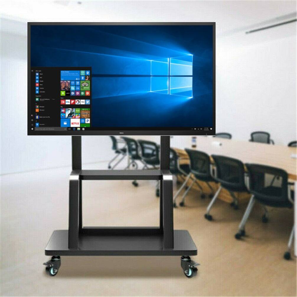 Front. Smart Tech - Mobile Floor Stand for Dell Interactive Monitor P5524QT - Black.
