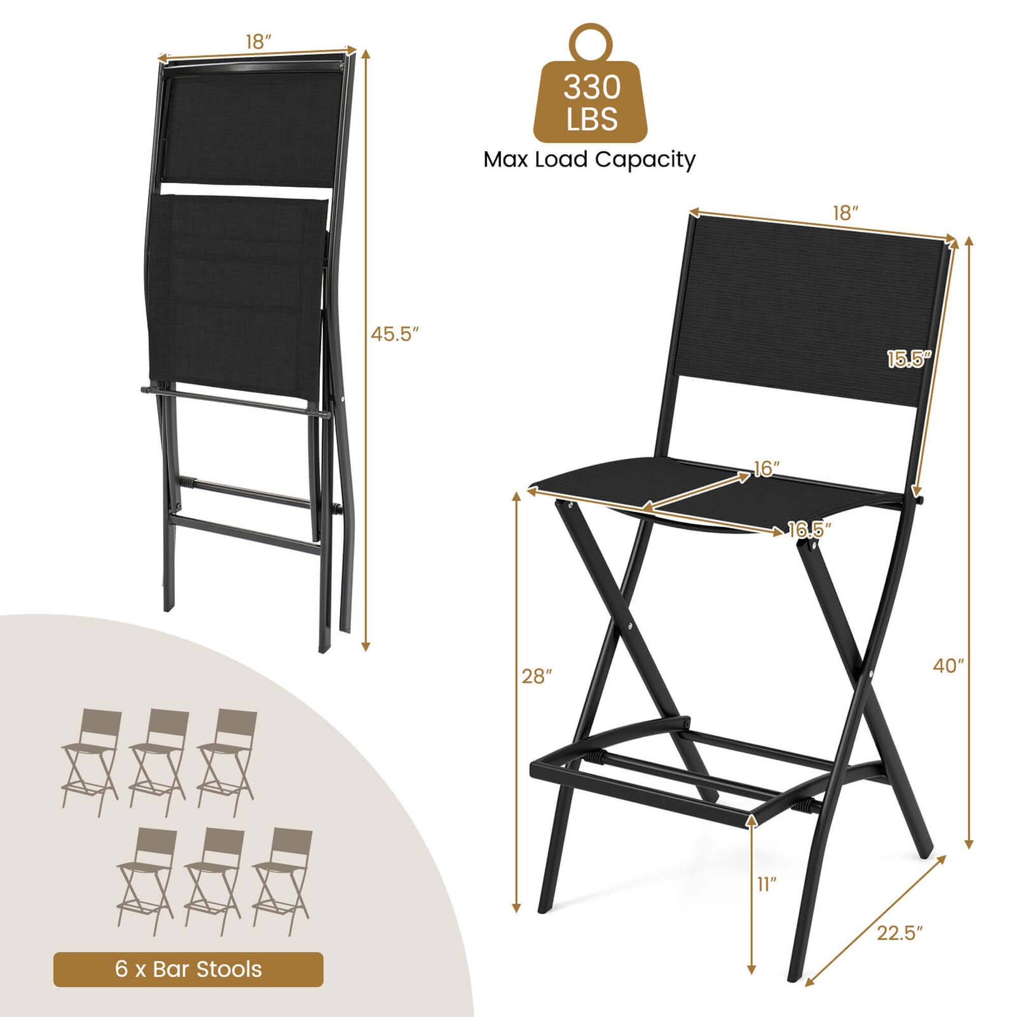 18" 330 LBS Max Load Capacity  
18" 45.5"  
15.5" 16" 16.5"  
28" 40" 11" 22.5"  
6 x Bar Stools