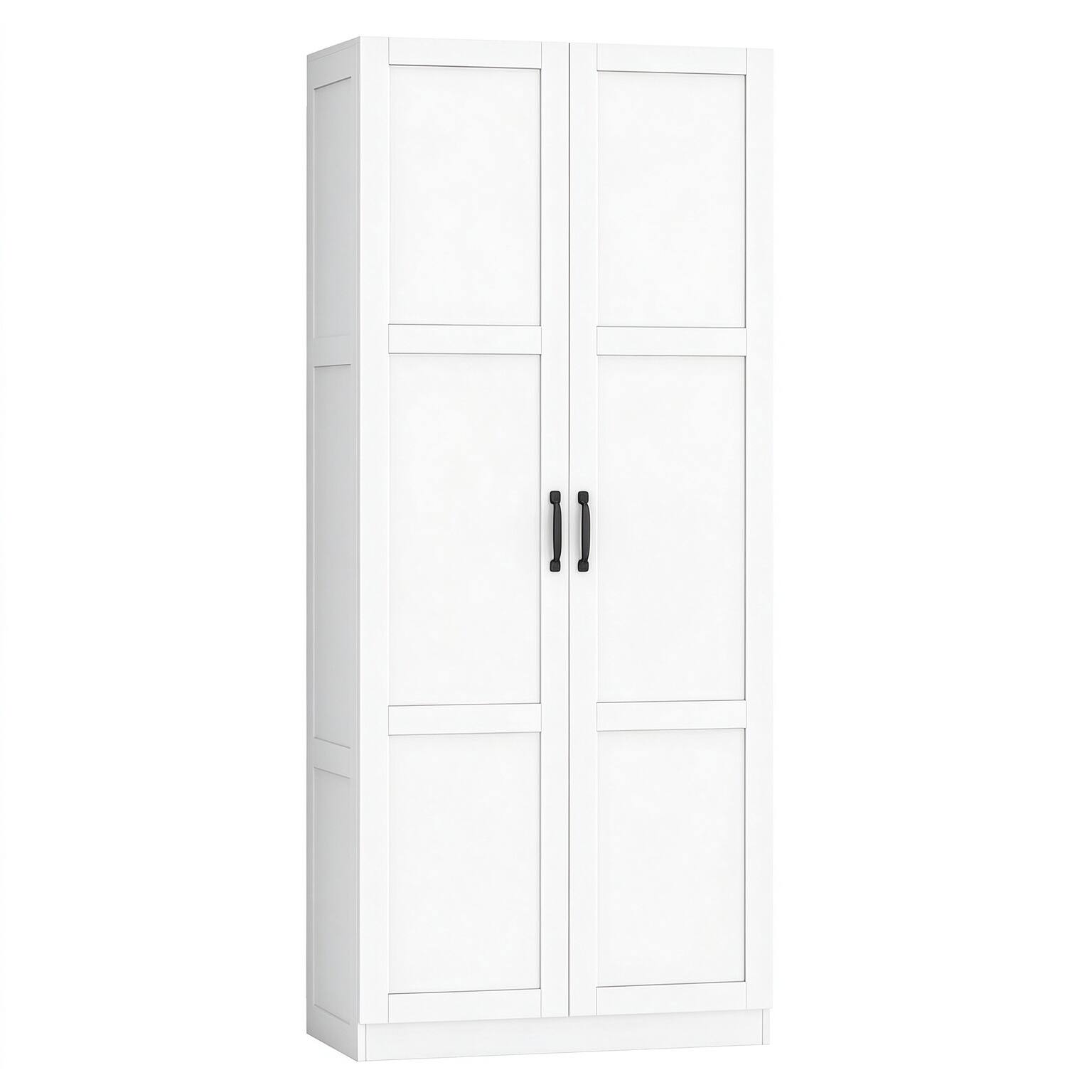 Front. PULUZ - Farmhouse Pantry Cabinet, 71 inch Tall Kitchen Pantry Storage Cabinet with Soft-Close Hinges, Adjustable Shelves - White.