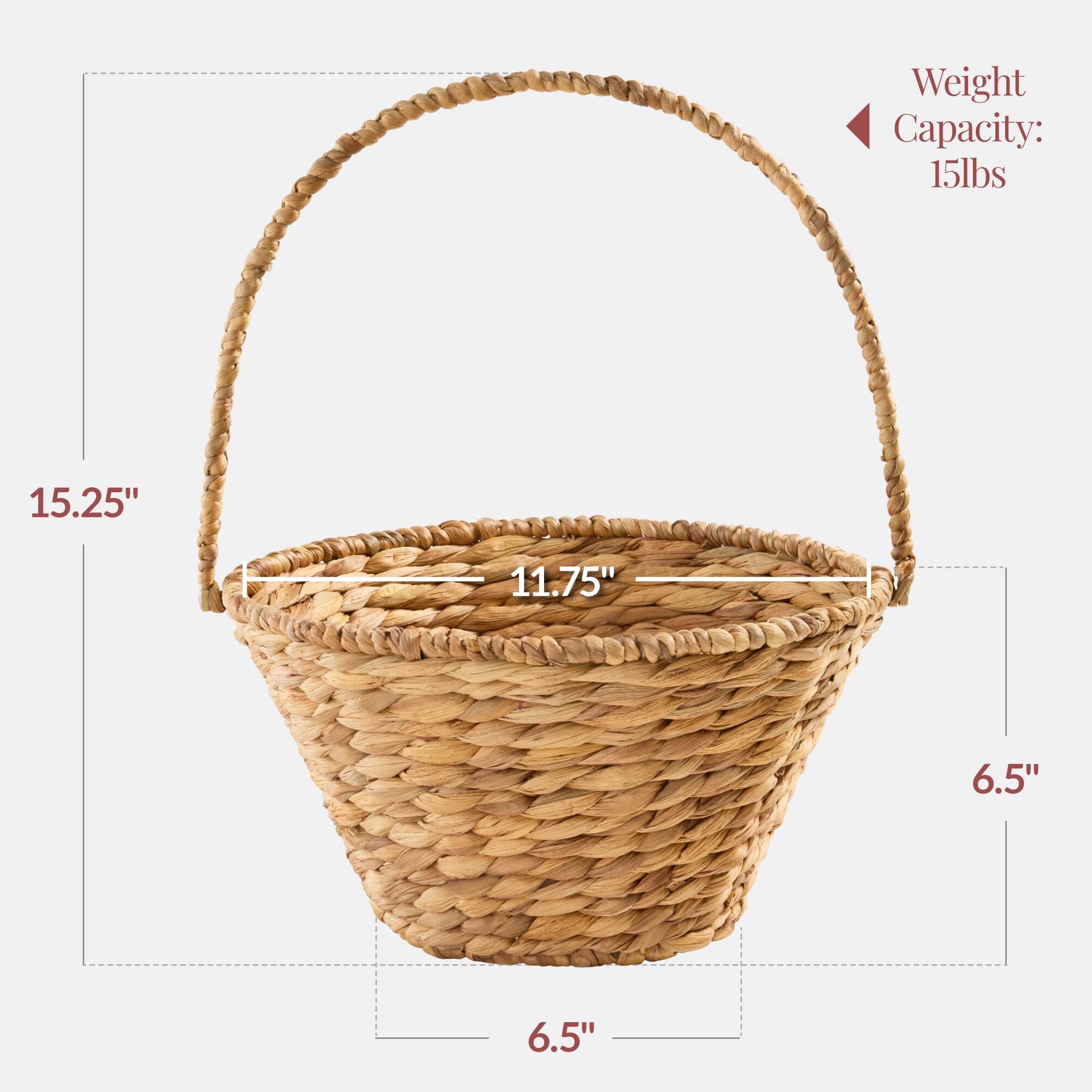 Weight Capacity: 15lbs  
Dimensions: 15.25" x 11.75" x 6.5" x 6.5"