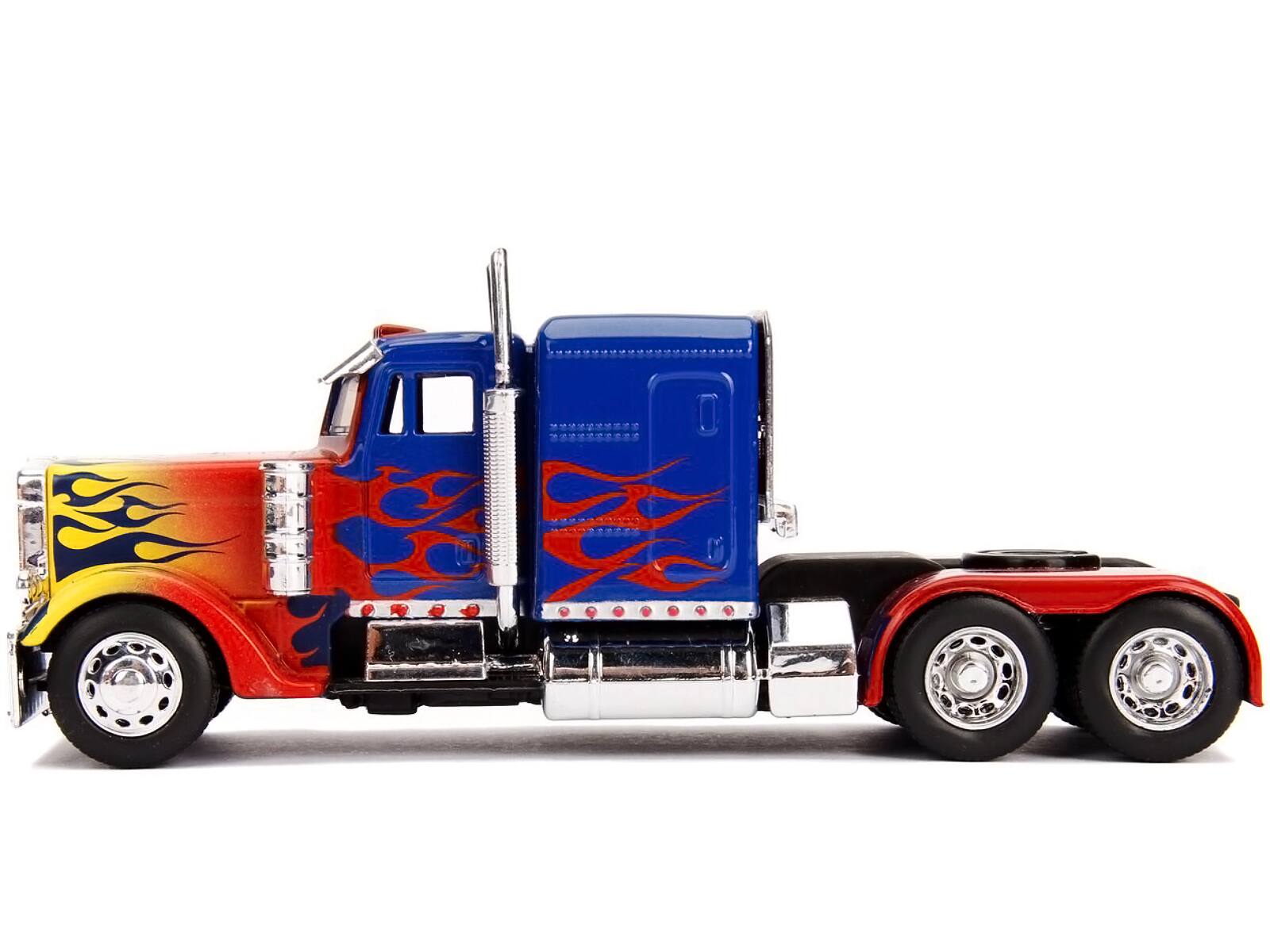 Angle. Jada - Optimus Prime Truck with Robot on Chassis from "Transformers" Movie "Hollywood Rides" Series 1/32 Diecast Model by Jada - Multi.