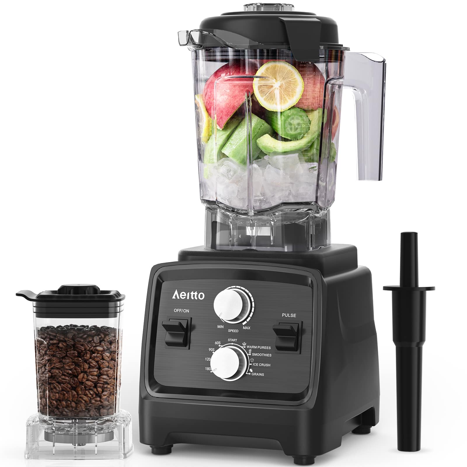 Aeitto
OFF/ON
MIN
START
MAX
PULSE
WARM PUREES
SMOOTHIES
ICE CRUSH
GRAINS
400
900
1200
1800
