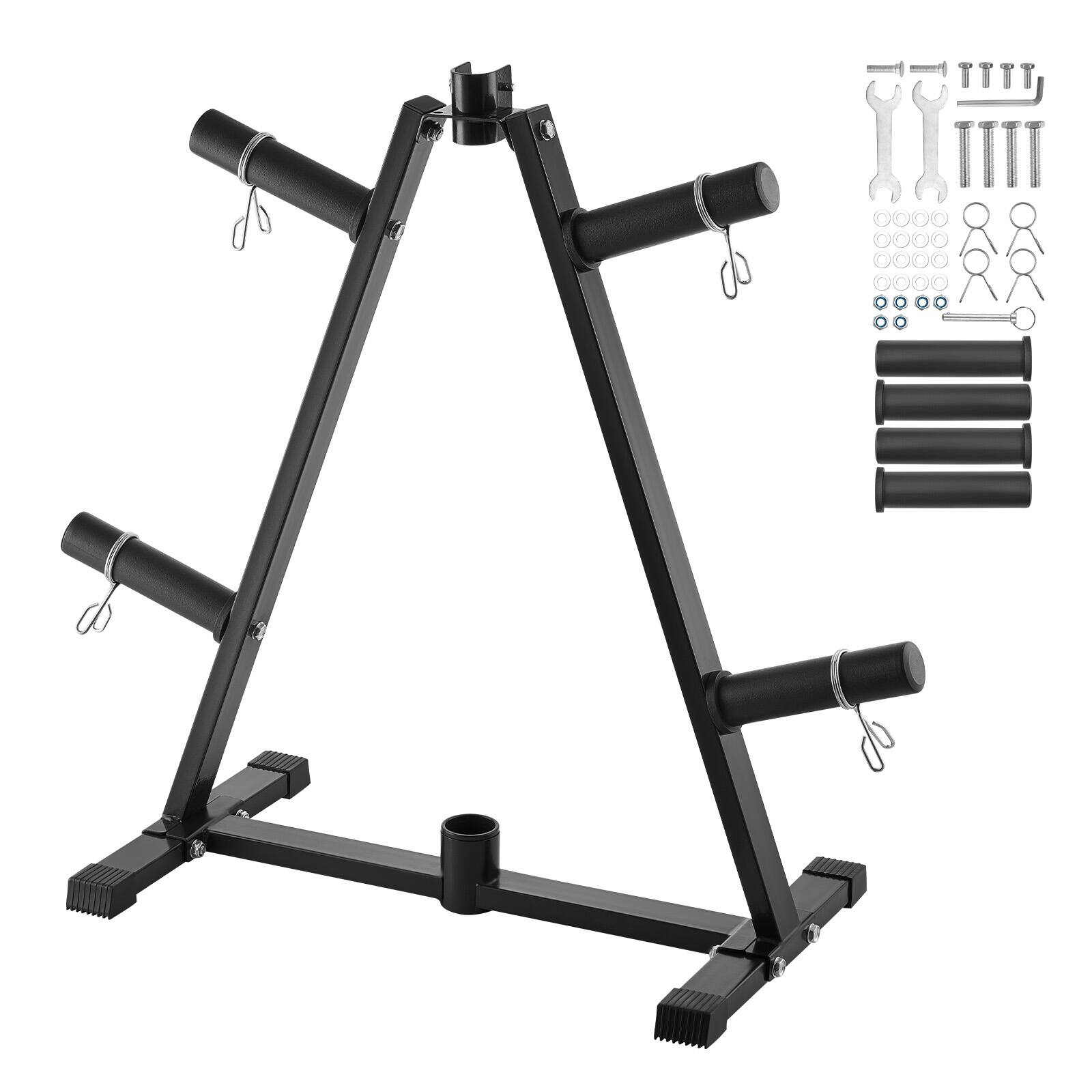 Alt View 5. VEVOR - Weight Plate Rack, A Frame Weight Plate Tree for 2-Inch Weight Plates, Standard Weight Plate Tree - Black (Powder Coated Gloss Finish).