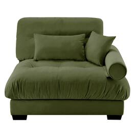Ropilly - Olive Green Velvet Sofa with Pillows Single Seat Sofa - Olive Green