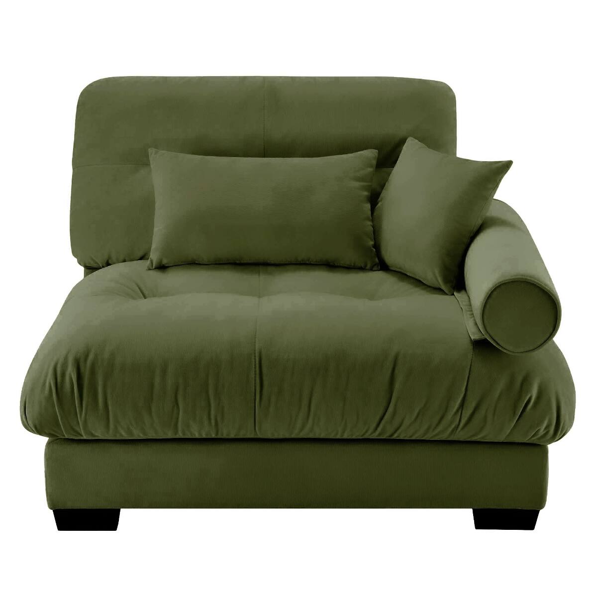 Front. Ropilly - Ropilly Olive Green Velvet Sofa with Pillows Single Seat Sofa - Olive Green.