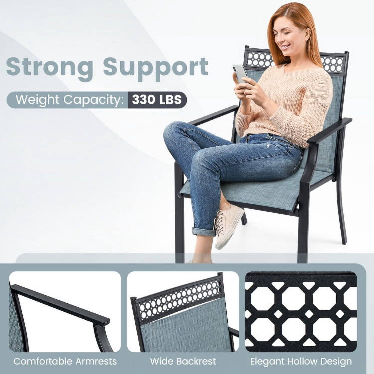 Strong Support  
Weight Capacity: 330 LBS  
Comfortable Armrests  
Wide Backrest  
Elegant Hollow Design