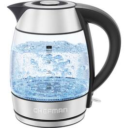 Chefman - Electric Kettle 1.8L 1500W with Lift-Off Removable Lid and Auto Shutoff - Stainless Steel