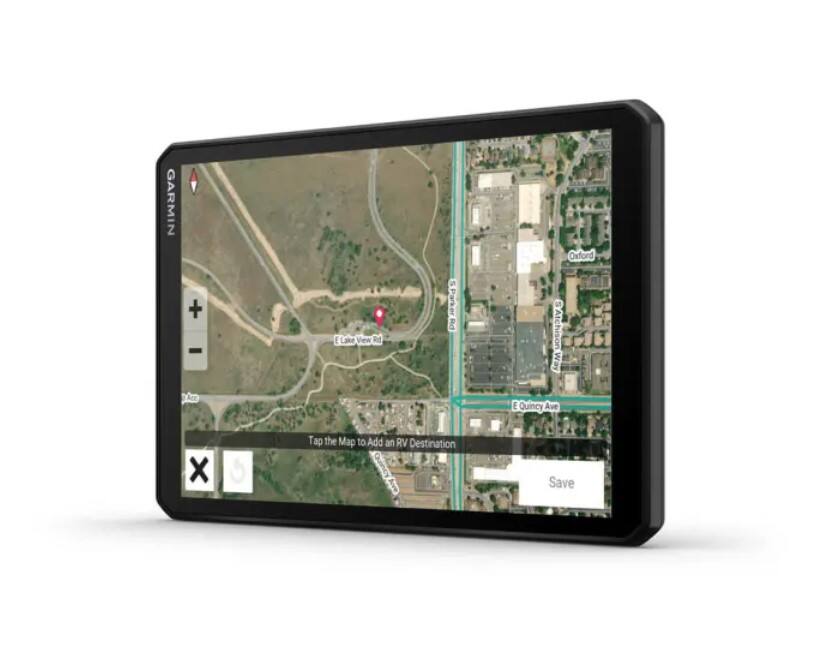 GARMIN Oxford  
E Lake View Rd  
Parker Pe  
Atchison Way  
Acc E Quincy Ave  

Tap the Map to Add an RV Destination  
Save