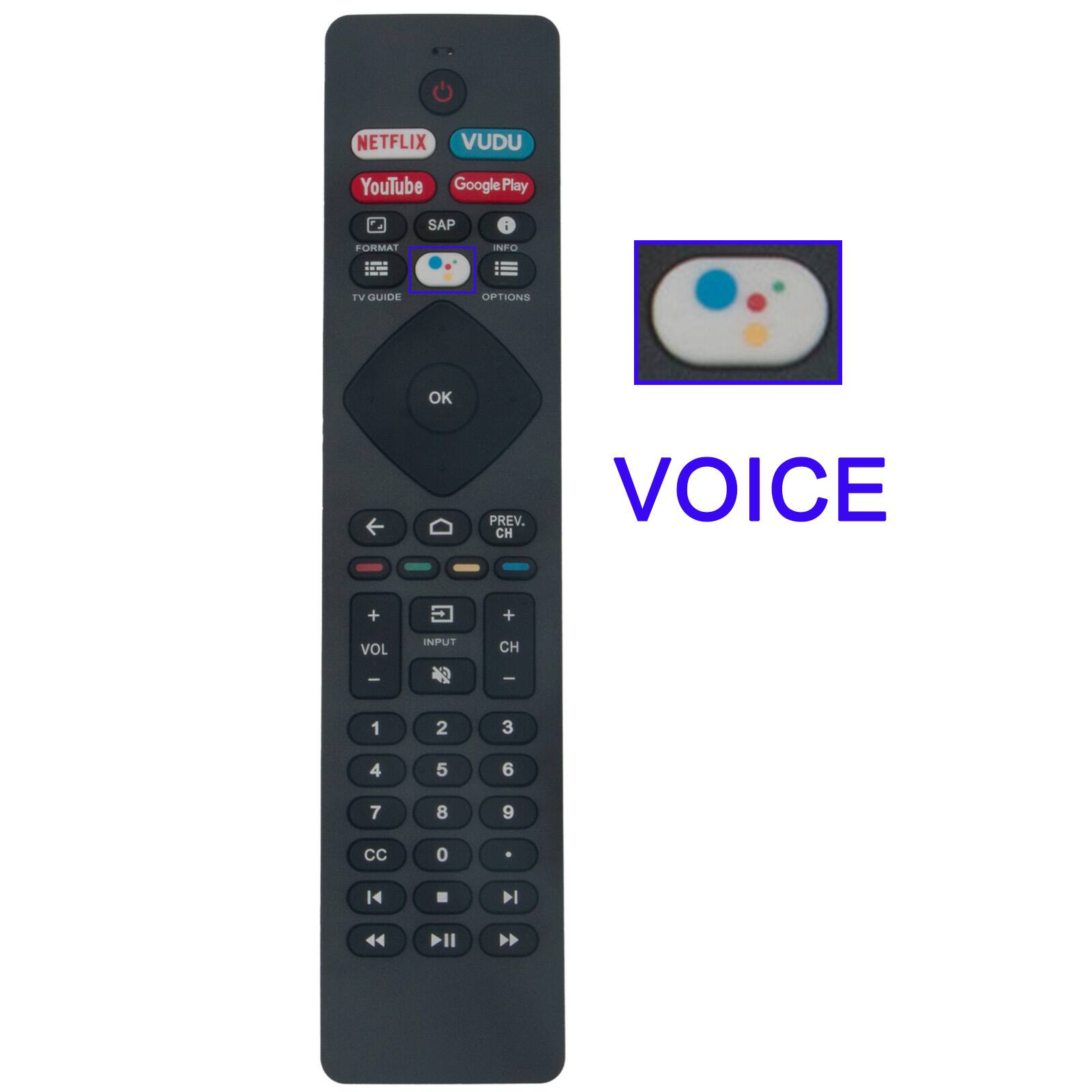 ALLIMITY - Voice Replacement Remote Control NH800UP, Fit for Philips LCD LED 4K Smart TV 24PFL6704/F7 32PFL5505/F7 43PFL5604/F7 - Black