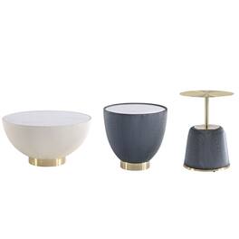 Manhattan Comfort - Anderson Modern 3-Piece Coffee Table & End Table Set - Cream and Gray