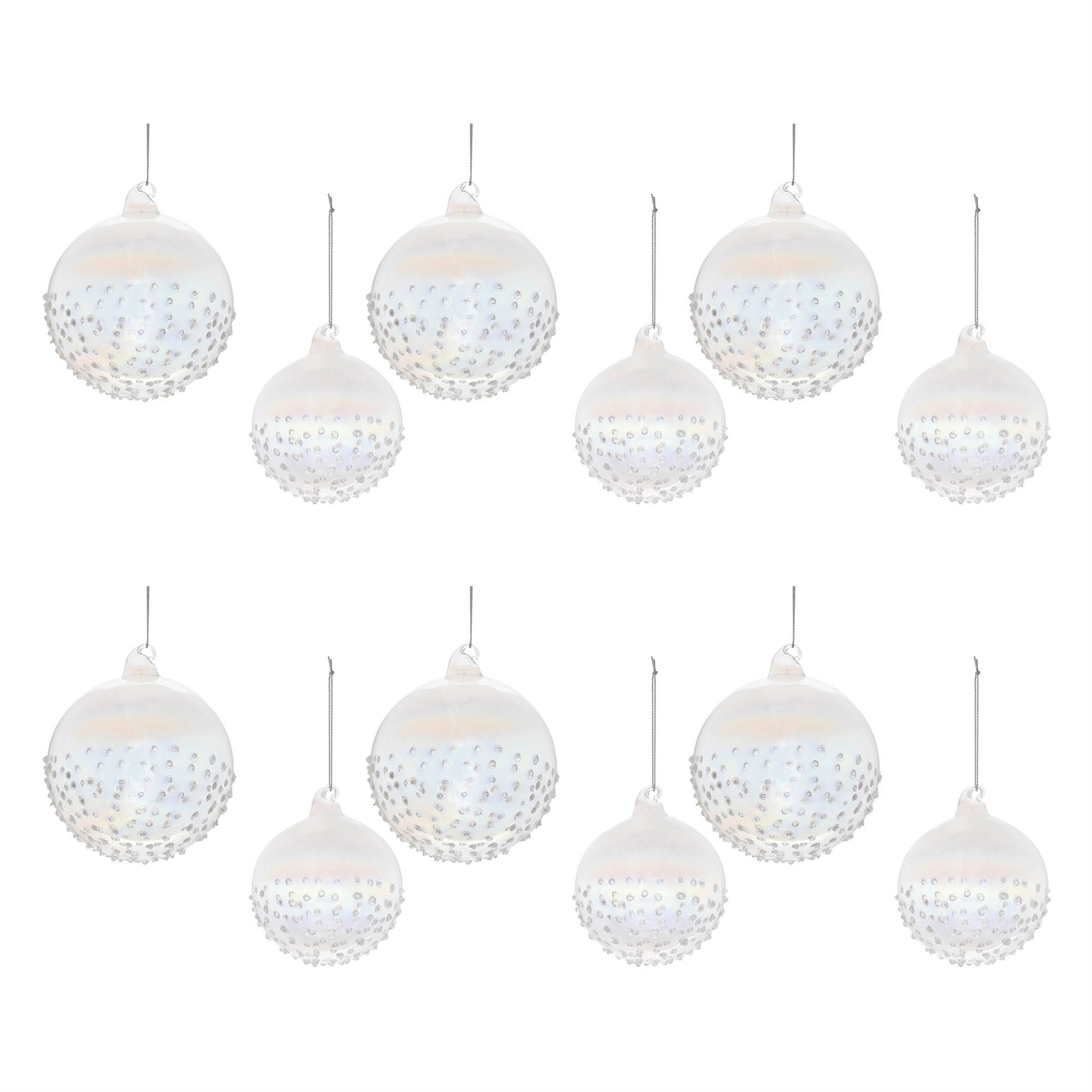 Alt View 2. BreeBe - Iridescent Glass Ball Ornament (Set of 12) - Clear.