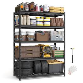 Songmics Home - 5-Tier Storage Shelves, Heavy-Duty Garage Shelving, Adjustable Shelving Unit, Steel Shelf, Boltless Assembly - Ink Black
