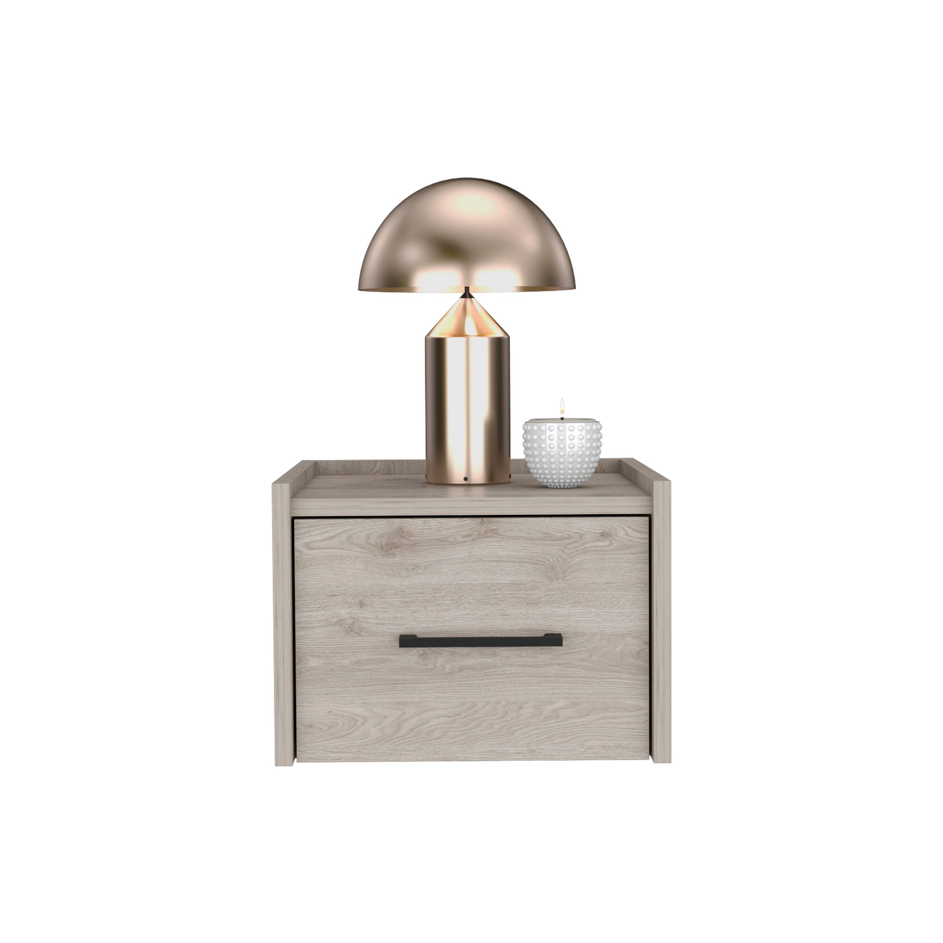 Alt View 1. Tiramisubest - Floating Nightstand, Space-Saving Design with Handy Drawer and Surface, Light Gray - Light Gray.