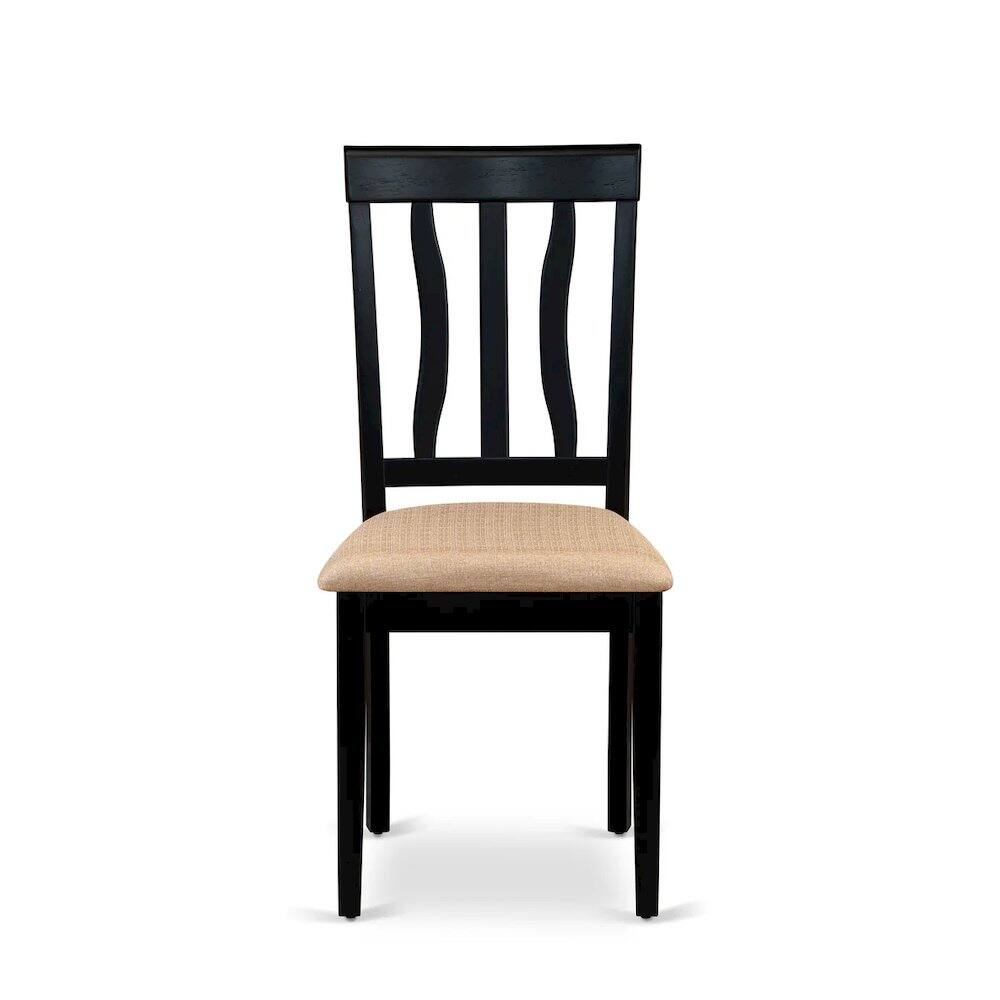 Left. East West Furniture - Antique Dining Chairs - Linen Fabric Upholstered Wood Chairs - Black & Cherry.