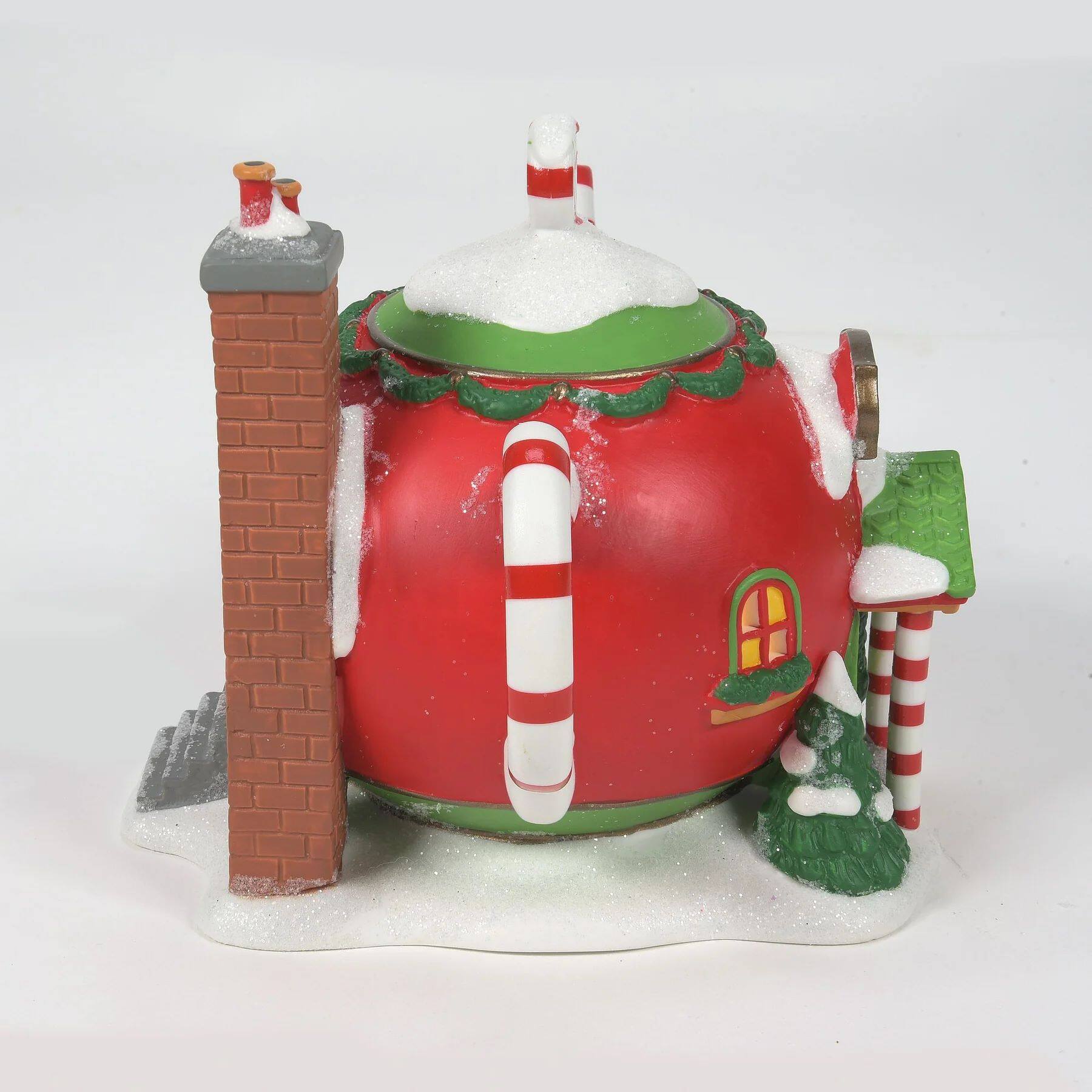 Alt View 3. Department 56 - Department 56 Lighted Christmas Peppermint Tea Shop Lighted Building - 6011406 - Red.