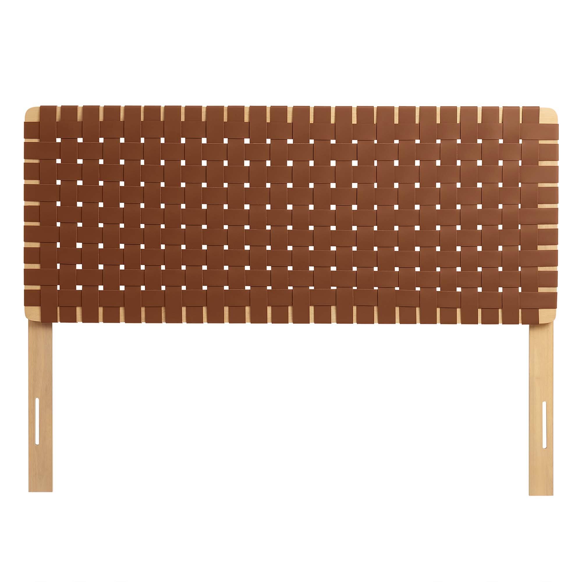 Back. Modway - Sparta Weave Vegan Leather Full Headboard by Modway - Brown.