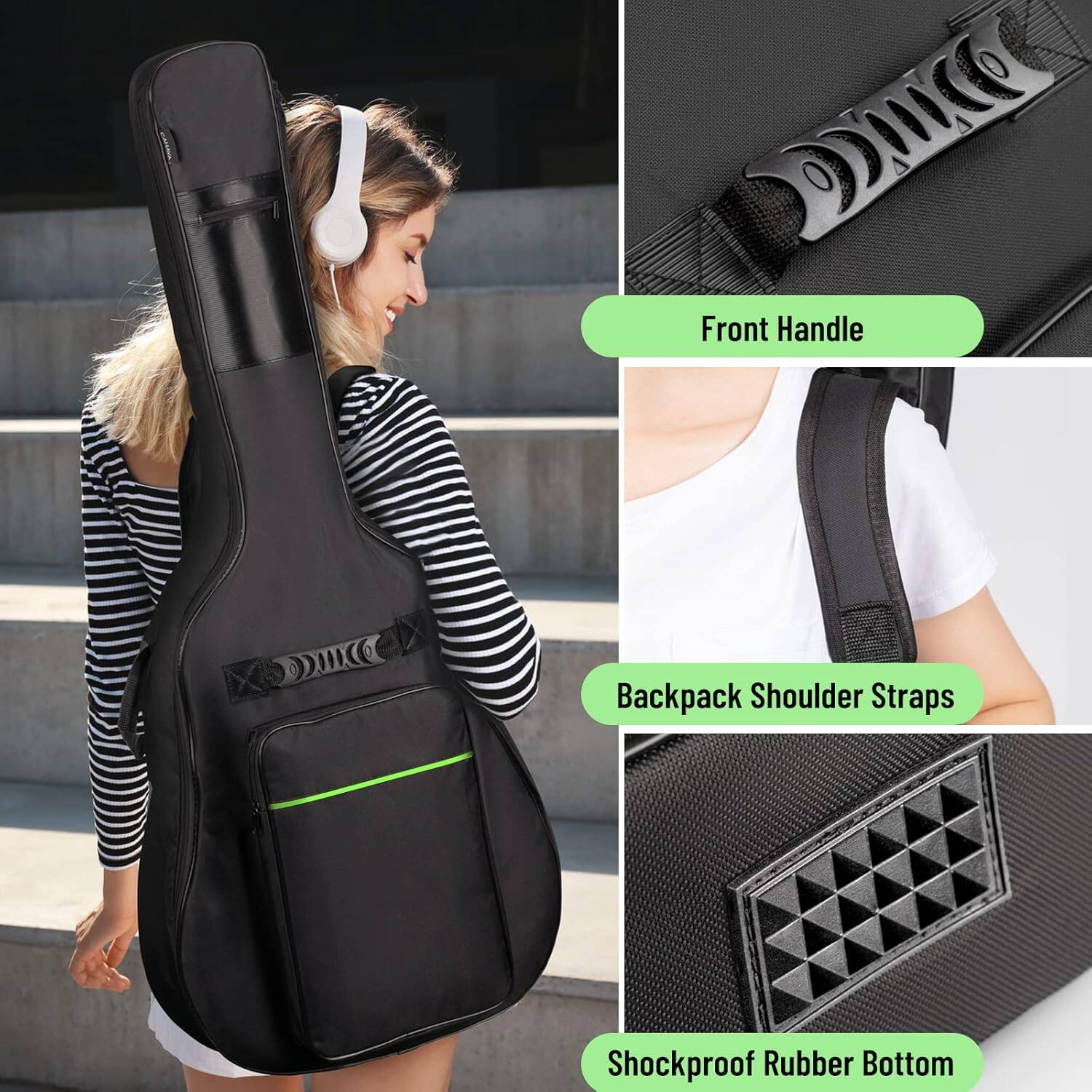 - Front Handle
- Backpack Shoulder Straps
- Shockproof Rubber Bottom