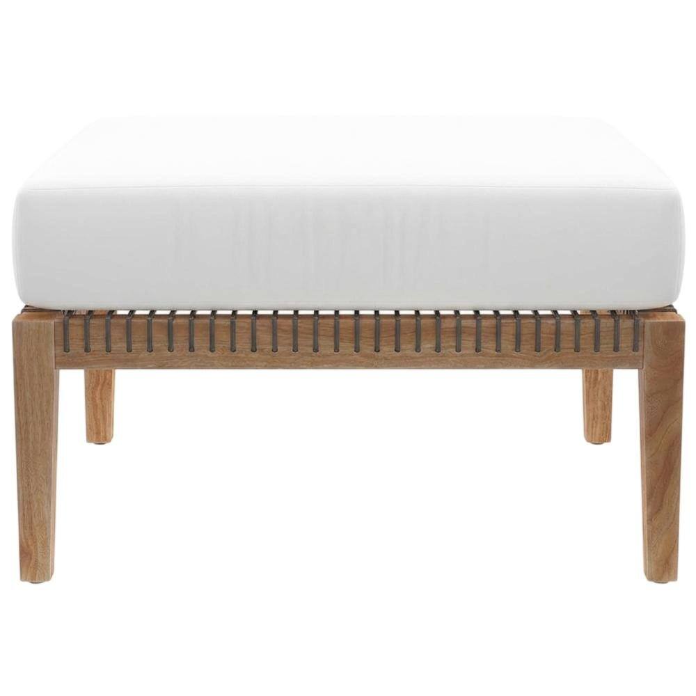 Back. Outdoor Escape - Teak Wood Outdoor Ottoman With Durable Finish And Versatile Use - Gray.