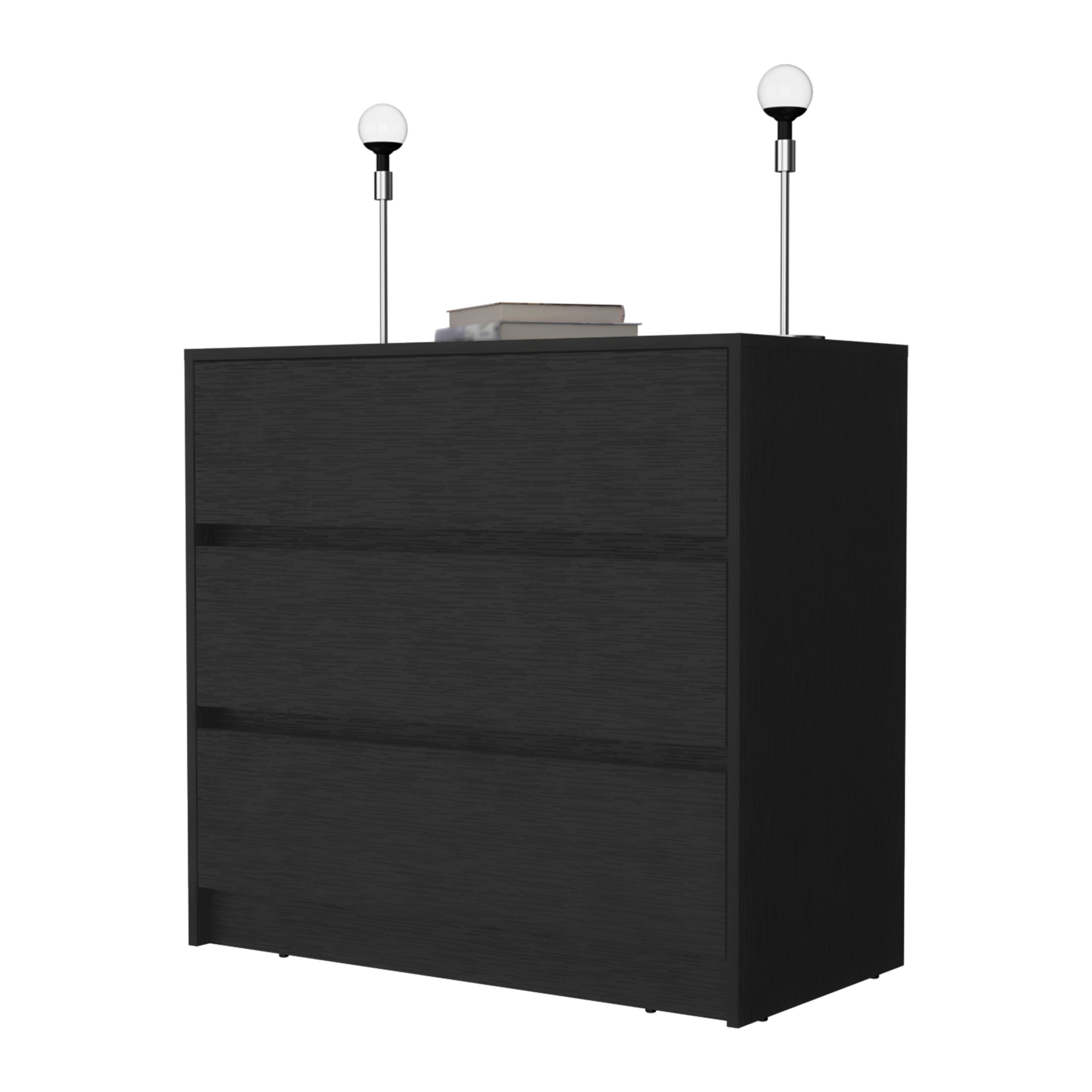 Alt View 1. TinyHomie - Avra 3 Drawer Dresser Manufactured Wood Top and Front Chest of Drawers - Black.