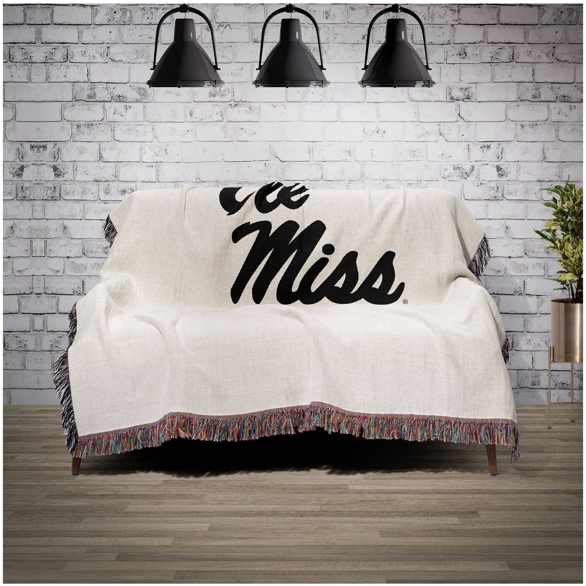 Alt View 1. Chad & Jake - Ole Miss Rebels Woven Blanket - White.