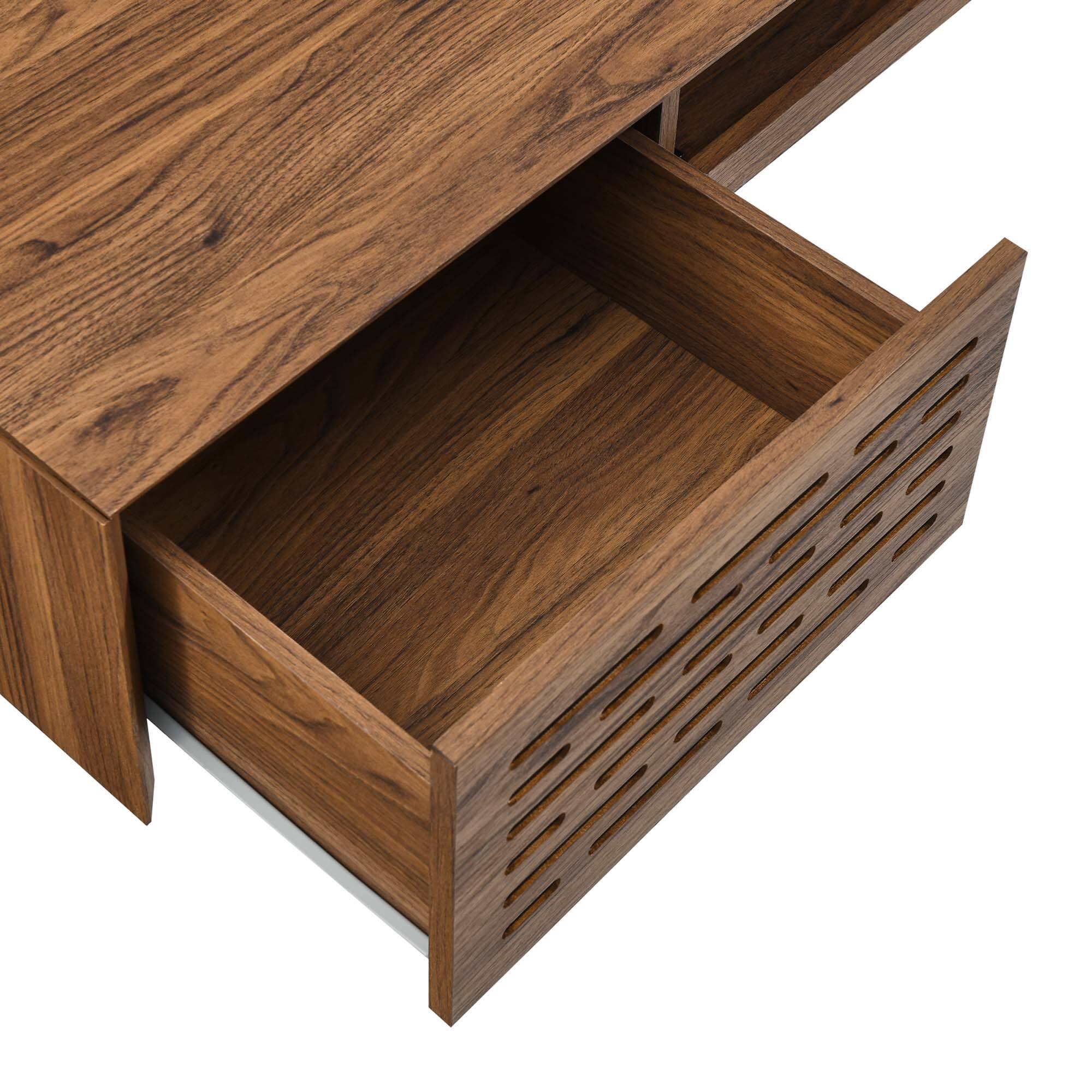 Alt View 4. Modway - Merit 60" Wall Mount Wood Office Desk by Modway - Walnut.