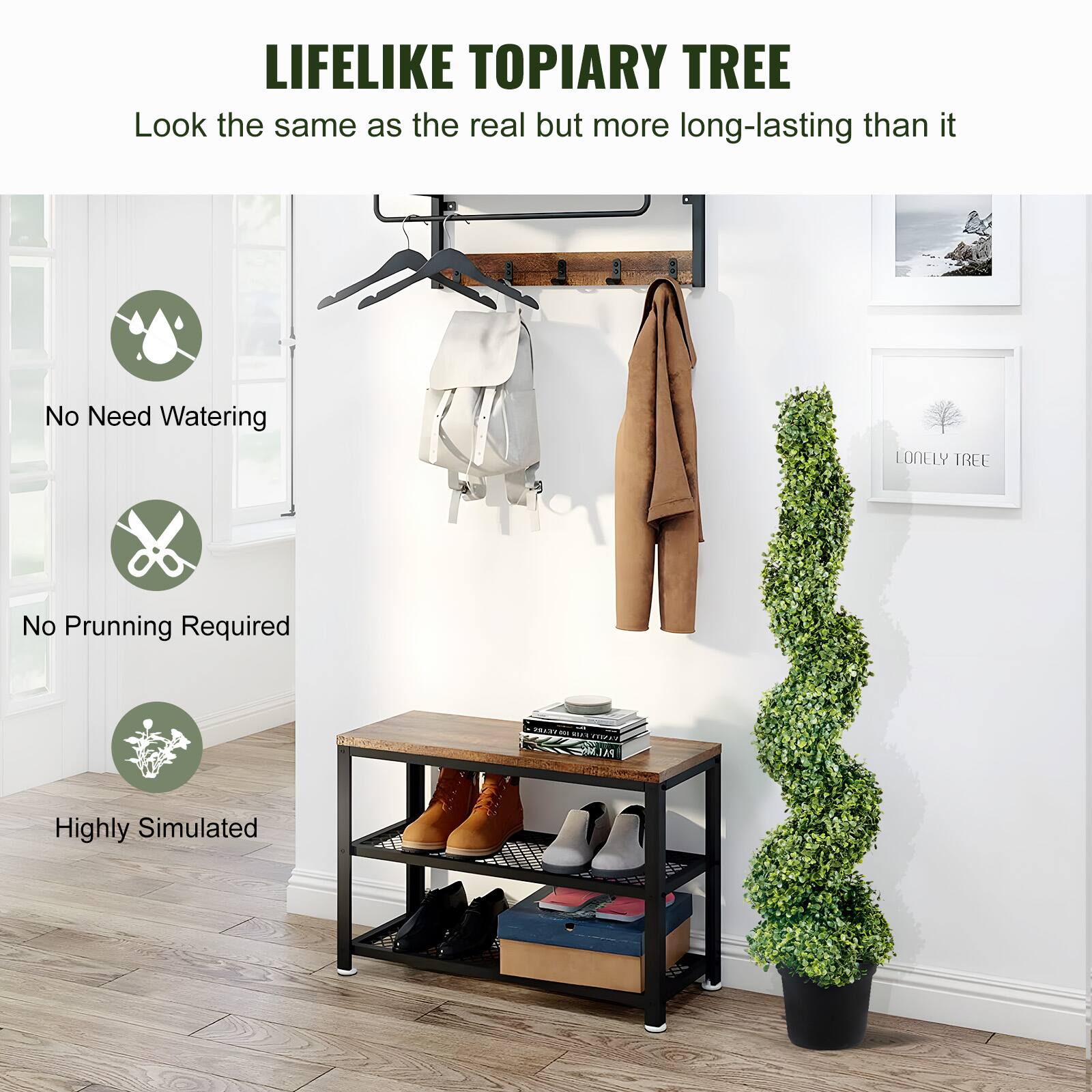LIFELIKE TOPIARY TREE  
Look the same as the real but more long-lasting than it  

No Need Watering  
No Prunning Required  
Highly Simulated  

LONELY TREE