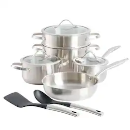 Kenmore - Aiden 10 Piece Stainless Steel Cookware Set - Silver