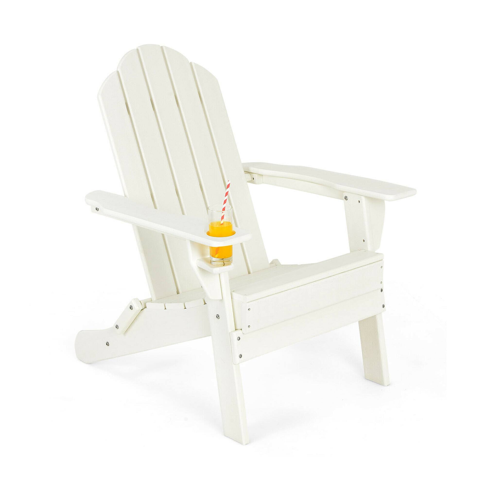 Alt View 8. Gymax - Gymax 2PCS Patio Folding Adirondack Chair Weather Resistant Cup Holder Yard White - White.