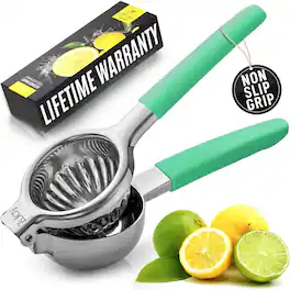 Zulay Kitchen - Stainless Steel Lemon Squeezer with Solid Metal Squeezer Bowl and Food Grade Silicone Handles - Mint
