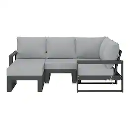 WestinTrends - Montara 5-piece Outdoor Sectional Modular Patio Furniture Sofa Set - Light Gray