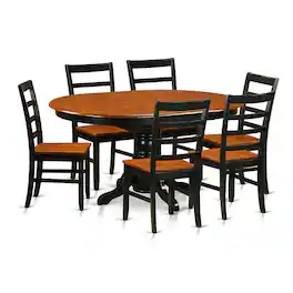 East West Furniture - Dining set - 7 Pcs with 6 Wooden Chairs - Black & Cherry