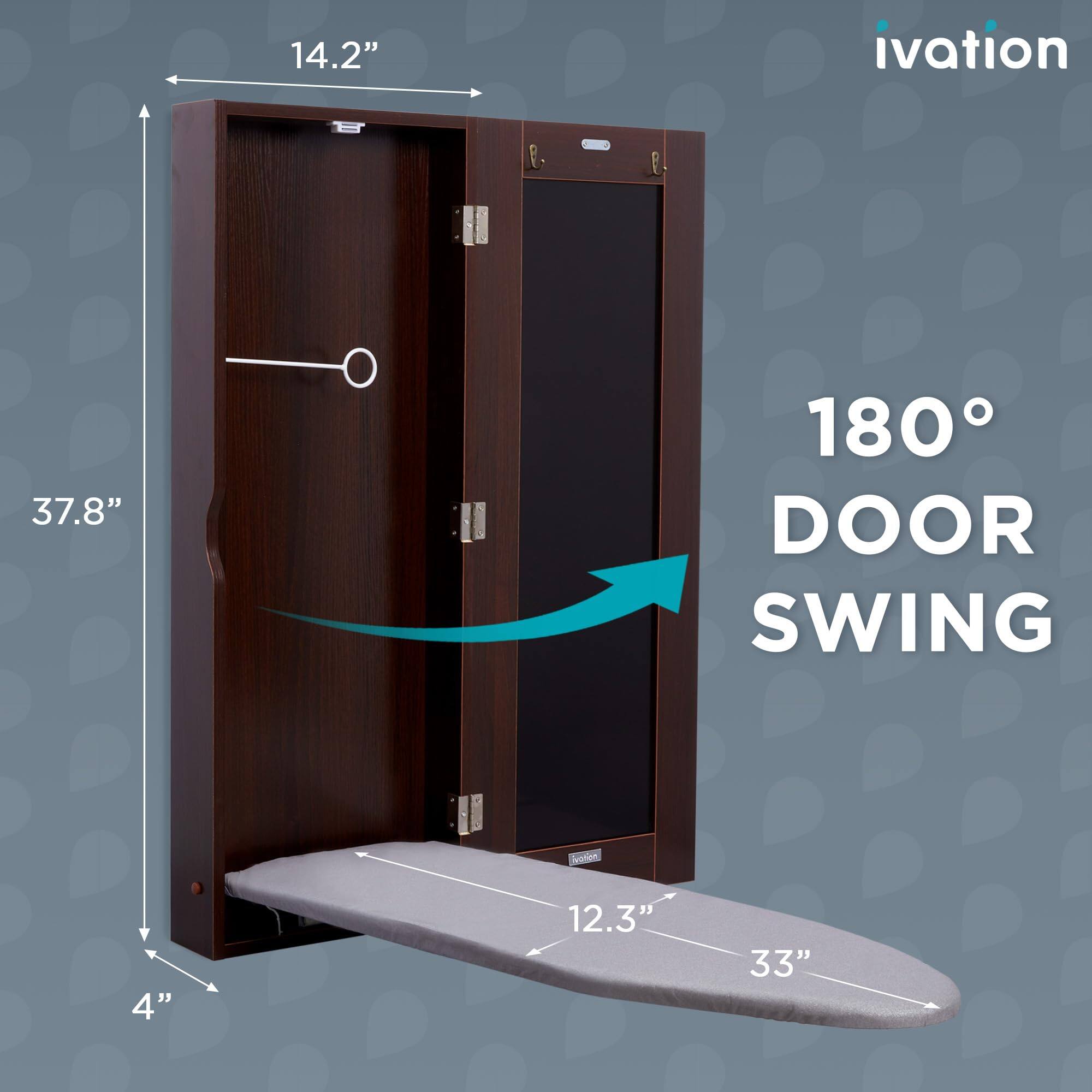 Alt View 1. Ivation - Ivation Ironing Board, Wall Mounted Ironing Board Cabinet with Right Side Door & Mirror - Brown.
