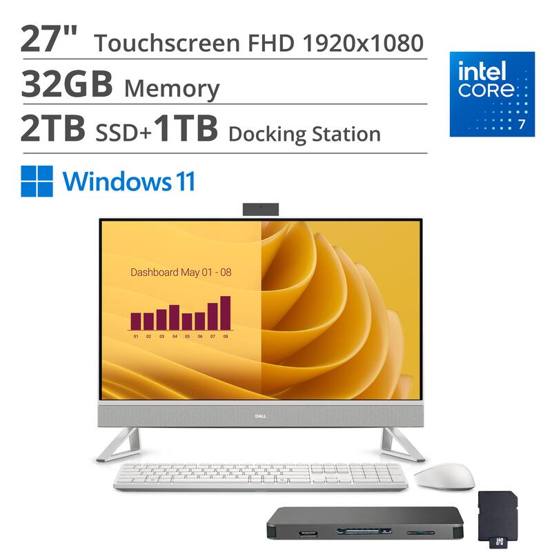 27" Touchscreen FHD 1920x1080  
Intel Core 7  
32GB Memory  
2TB SSD + 1TB Docking Station  
Windows 11  
Dashboard May 01 - 08