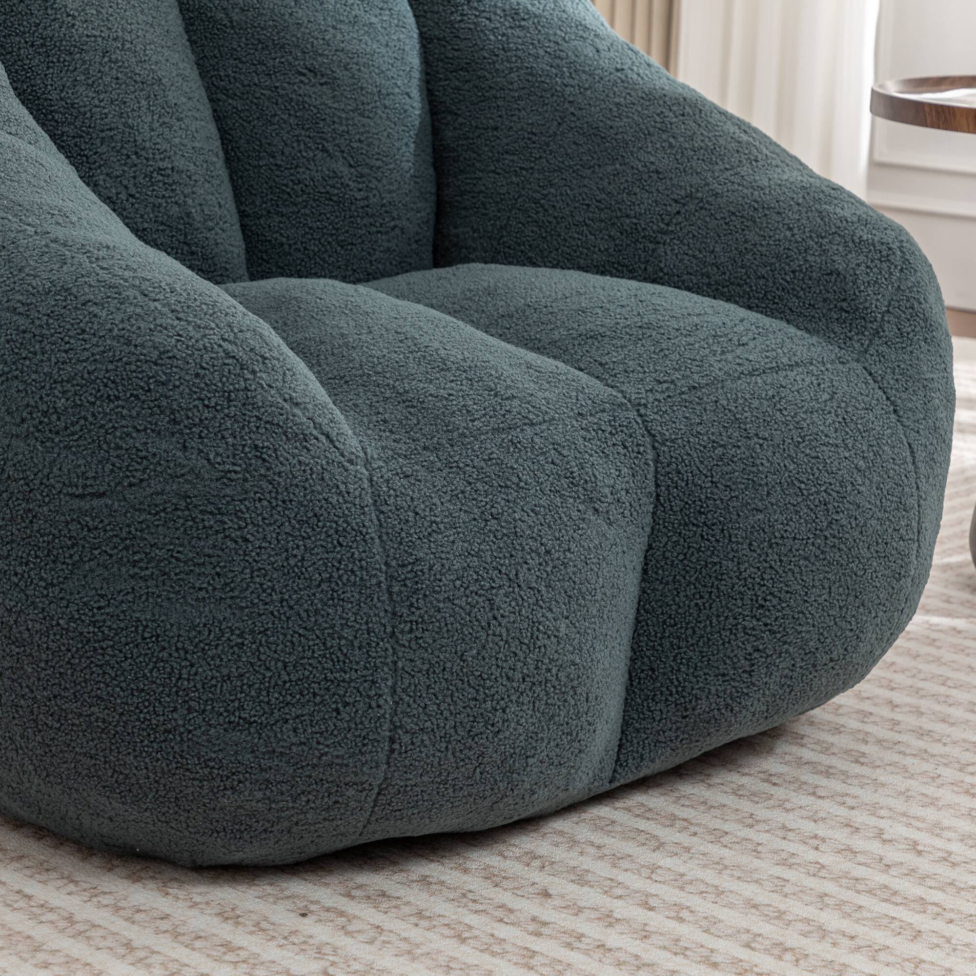 Alt View 7. GOODSILO - Large Faux Fur Bean Bag Chair with Memory Foam Filling for Ultimate Comfort and Support - Green.