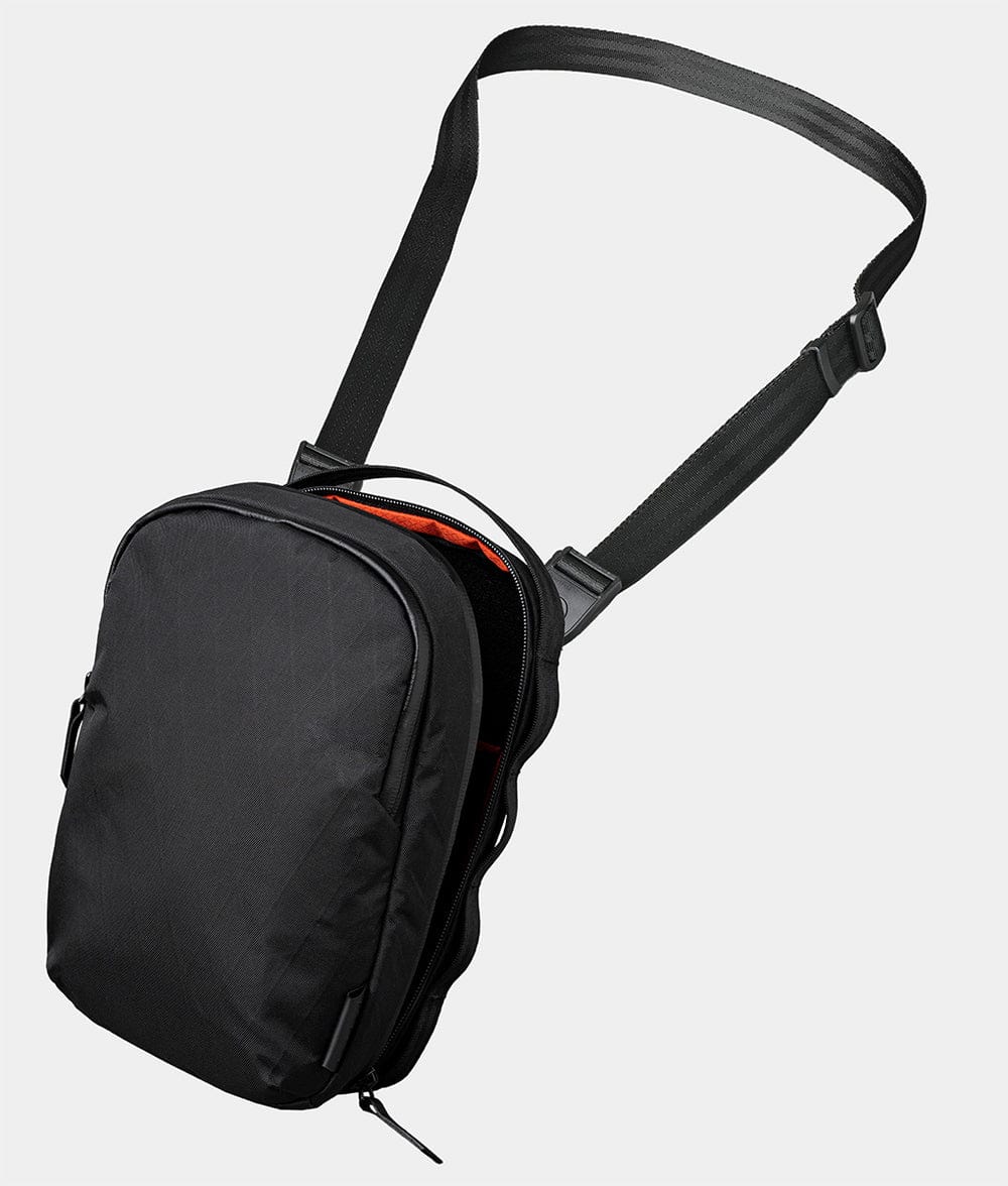 ALPAKA - Sling Bag 3L for Men, Fits iPad mini/Nintendo Switch/Headphones, YKK AquaGuard Zippers, Key Tether, Water-Resistant - Black X-Pac VX42