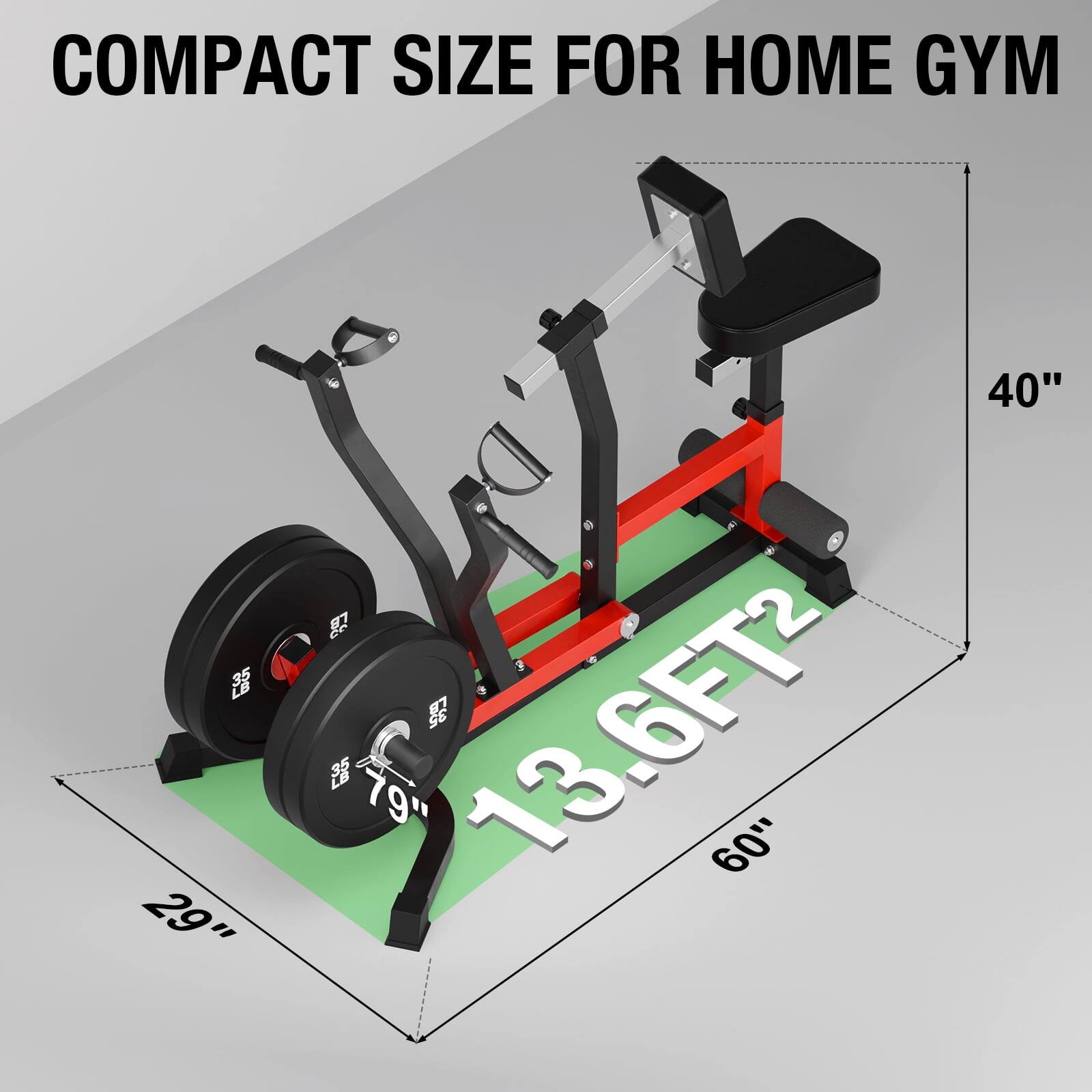 COMPACT SIZE FOR HOME GYM 29" 40" 13.6FT2 60"