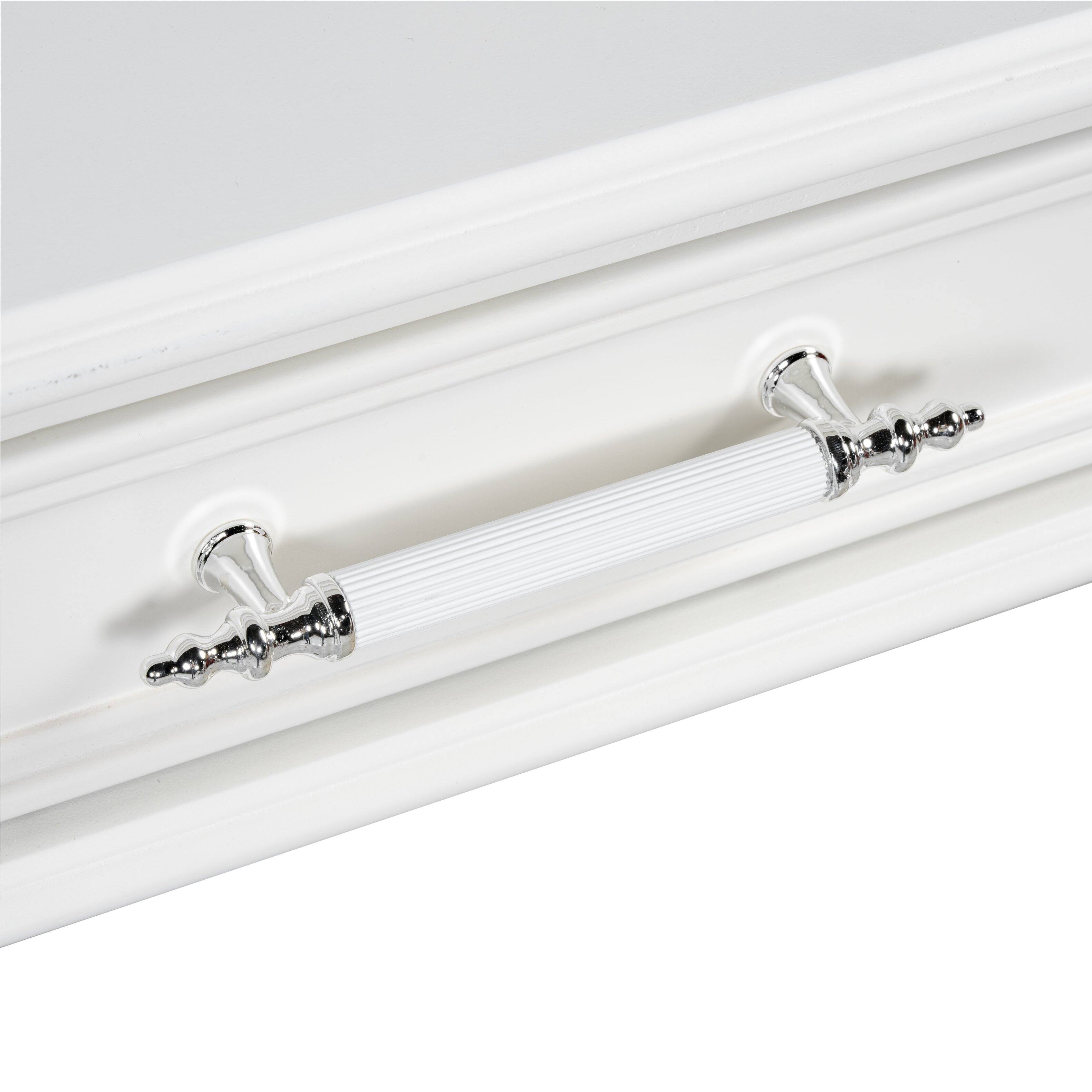 Alt View 4. Lirago - White Retro Wood Dresser Table Desk with Large Mirror 3 Drawer Dressing Table for Bedroom 15.7”D x 39.4”W x 29.7”H - White.