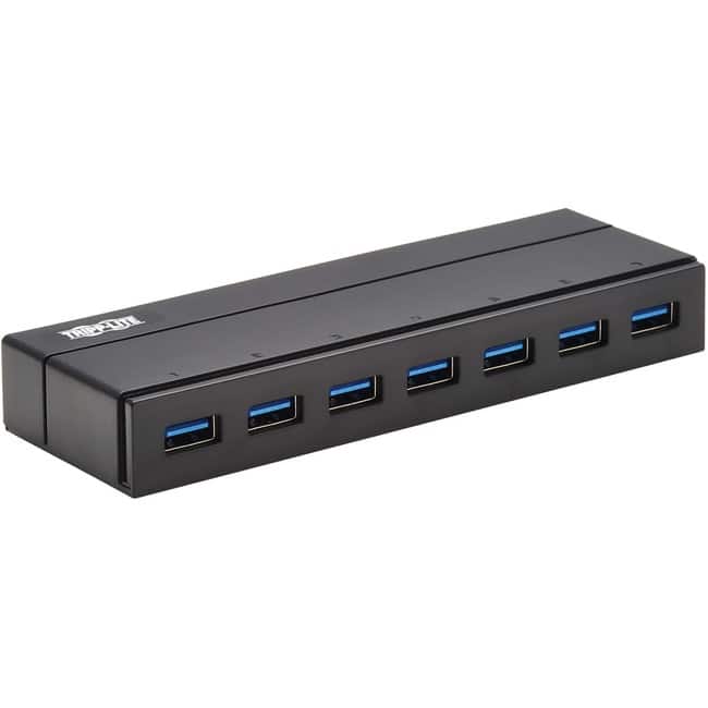 Eaton Tripp Lite Series 7-Port USB-A Mini Hub - USB 3.x (5Gbps), International Plug Adapters - USB 3.2 (Gen 1) Type A - Black